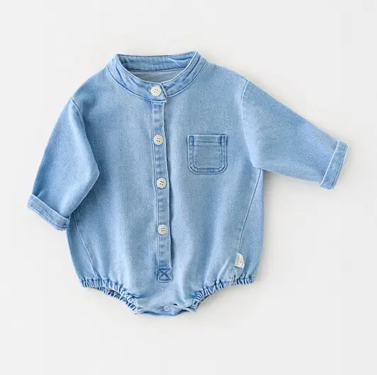 Fancy New Spring Autumn Newborn Infant Bubble Baby Girl Boy Bodysuit Unisex romper Kids bubble denim romper