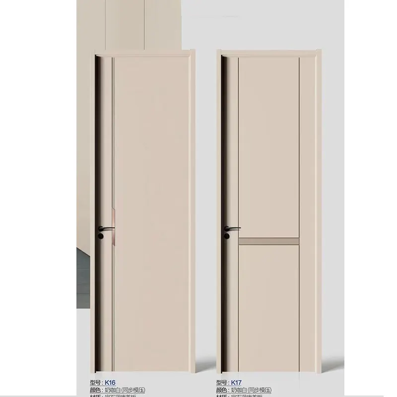 Foshan Interior Casa completa Porta de quarto personalizada Porta de balanço única embutida em madeira Carvão Moderno portas de madeira internas