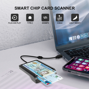 ZOWEETEK USB <span class=keywords><strong>C</strong></span> / Typ <span class=keywords><strong>C</strong></span> Smart <span class=keywords><strong>Card</strong></span> <span class=keywords><strong>Reader</strong></span> 13,56 MHz RFID/NFC-Kartenleser Writer und ISO 7816 Chipkarten leser für Telefon, Tablet
