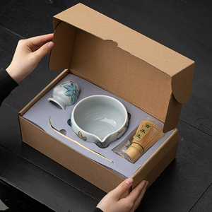 定制标志新日本陶瓷抹茶碗，带喷口搅拌碗，适用于咖啡和茶礼品盒装 - Product Image 4