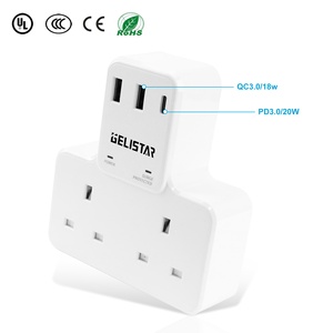 高品质英国扩展插座适配器<span class=keywords><strong>2</strong></span> USB 1 c型充电器电气插头<span class=keywords><strong>2</strong></span>路插座适配器