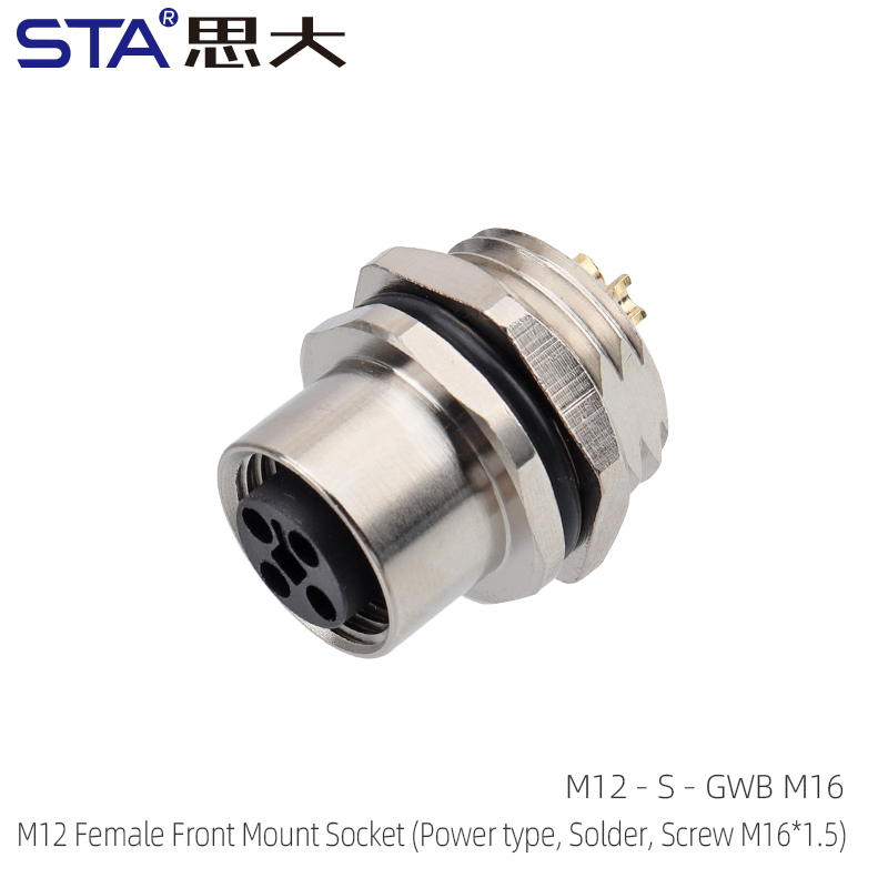 Conector Hembra Frontal (Tipo de alimentación, Soldadura, Tornillo M16*1.5)