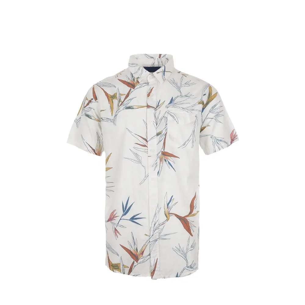 Nieuwste ontwerp milieuvriendelijk katoen hawaiian gents mode witte strand shirts casual