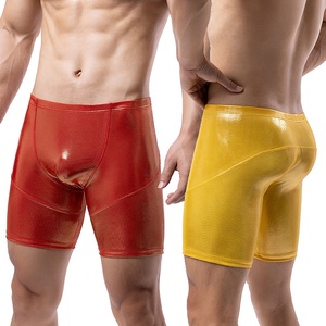 Mens sáng bóng chặt chẽ sexy quần short ướt nhìn cơ bắp boxer tóm tắt da Boyshorts căng boxershort tập thể dục quần áo cộng với Kích thước quần short - Product Image 1