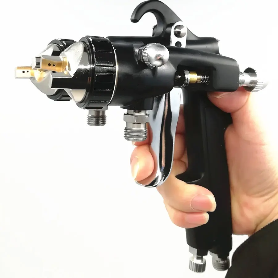 Ganda 1.4Mm Nozzle Spray Gun Tekanan Nano Chrome Lukisan Dual Kepala Air Pneumatic Tekanan Sprayer