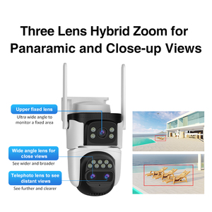 Comunicação bidirecional Wifi Sistema de câmera ao ar livre Vigilância Cctv 3 Eyes <span class=keywords><strong>View</strong></span> Video <span class=keywords><strong>Camera</strong></span> <span class=keywords><strong>Multi</strong></span> Lens 10X Super Zoom <span class=keywords><strong>Camera</strong></span>