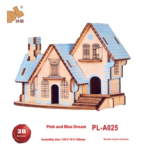 Woode3d cắt laser trang trí phim hoạt hình phong cách DIY <span class=keywords><strong>3D</strong></span> Câu Đố Nhà Mô hình đồ chơi giáo dục - Product Image 2