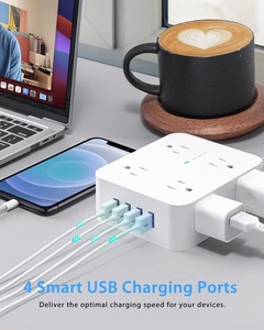 ETL sertifikalı çok fiş çıkış genişletici dalgalanma koruyucusu ev 2A için güç şeridi düz fiş duvara montaj USB şarj istasyonu - Product Image 3