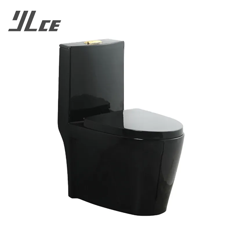 Moderno semplice bagno nero in ceramica sifonica un pezzo WC S-trap colore WC