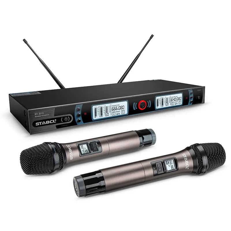 ST-910 microfono wireless professionale UHF microfono wireless portatile a doppio canale professionale per prestazioni sul palco Karaoke