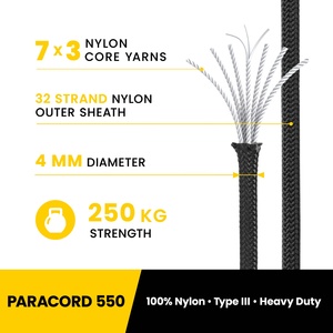 Tùy Chỉnh Paracord Sản Xuất 2-5Mm <span class=keywords><strong>Nylon</strong></span>/<span class=keywords><strong>Polyester</strong></span> Dây 1-11 Sợi Loại III 2Mm 3Mm 4Mm Paracord 550 - Product Image 3