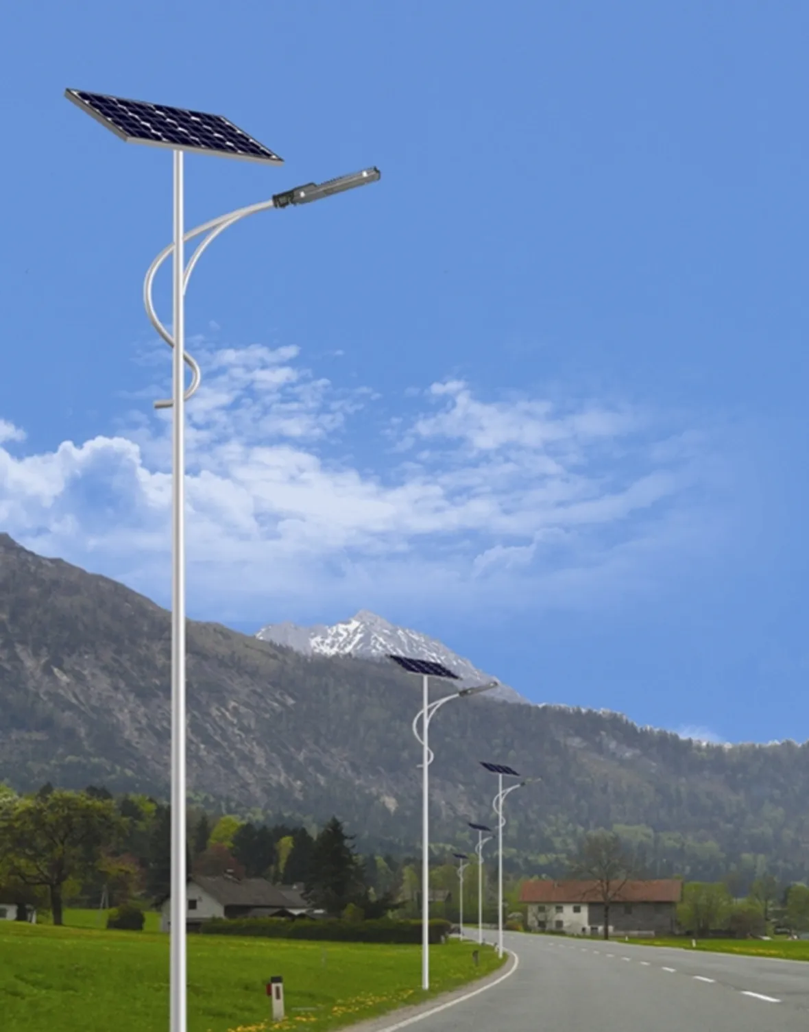 Beste Ontwerp Fabricage 3M-12M Gegalvaniseerde Stalen Straatlantaarnpaal Zonne-Energie Lichtmast Met Zonnepaneel Beugel