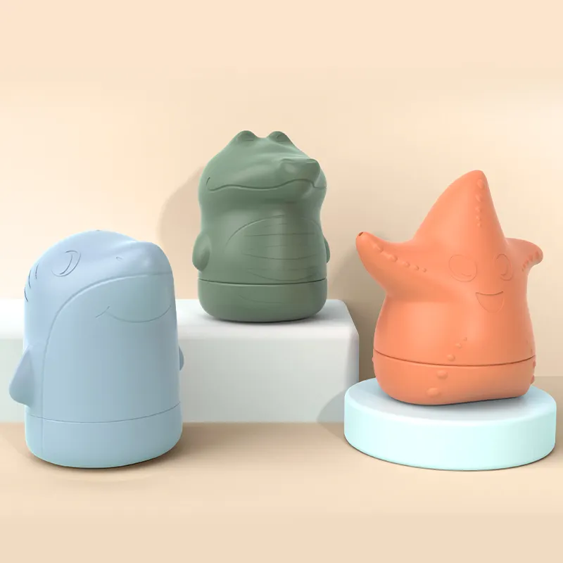 Nuovo arrivo del prodotto per bambini vasca da bagno giocattoli regali set oceano animale squalo galleggiante bambini in Silicone giocattoli da bagno