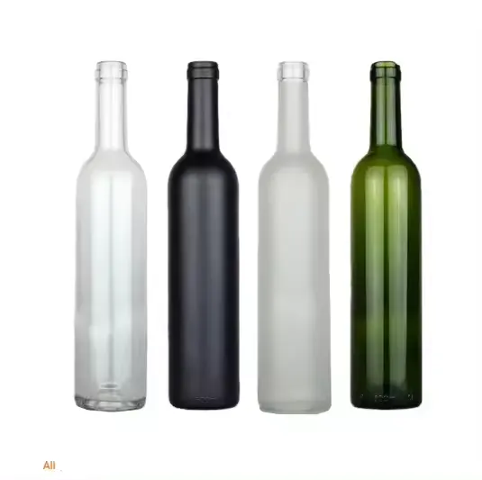 हरी पारदर्शी वाइन ग्लास की बोतल एम्बर वाइन की बोतल साफ़ 500 मिली 750 मिली बोर्डो बरगंडी खाली वाइन की बोतल काली 1000 मिली 1500 मिली