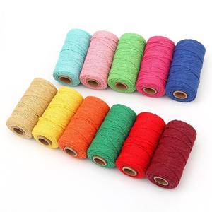 Cuerda de algodón retorcida colorida de 2mm al por mayor para manualidades y embalaje de regalo para cordones y cuerdas de algodón DIY en bolsas y prendas - Product Image 1