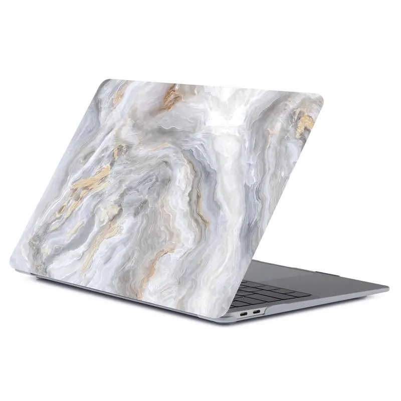 Capa de plástico rígida para macbook air 13, capinha protetora luxuosa de estilo de mármore