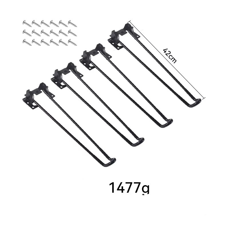 Pieds pliables de 42 cm (4 pièces) - Noir