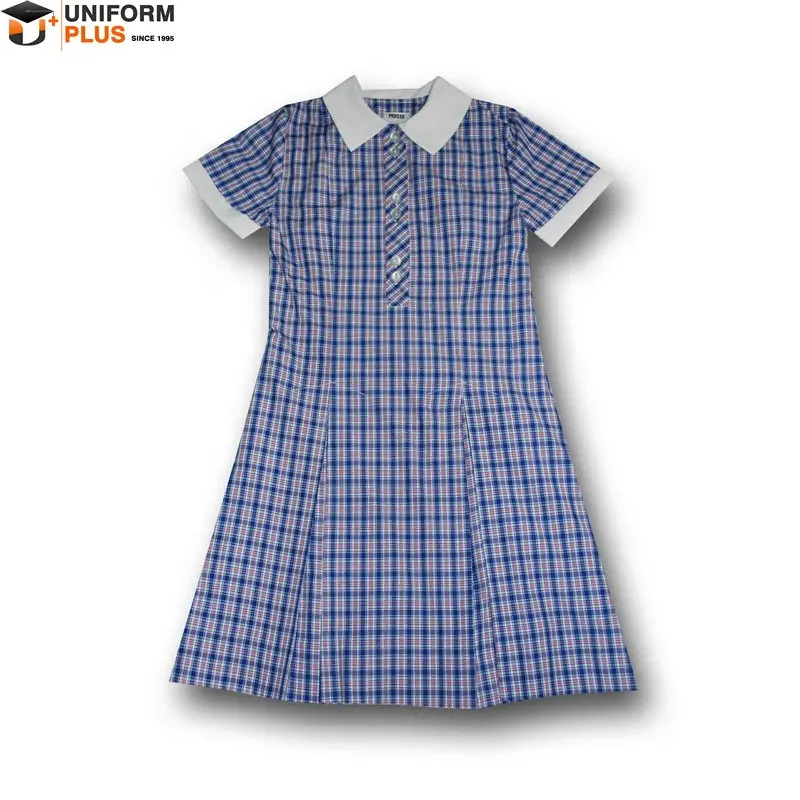 Rojo gingham vestido uniforme escolar, uniforme escolar gingham vestido