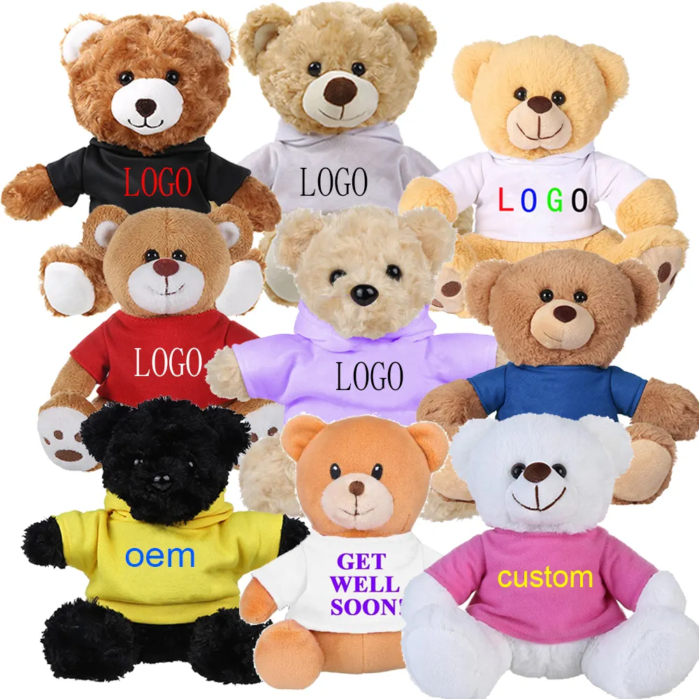 Bán Buôn Thăng Hoa Plush Teddy Bear T Áo Sơ Mi Thương Hiệu Biểu Tượng Của Bạn Tùy Chỉnh Dễ Thương Nhồi Bông Mềm Teddy Bear Plush Đồ Chơi