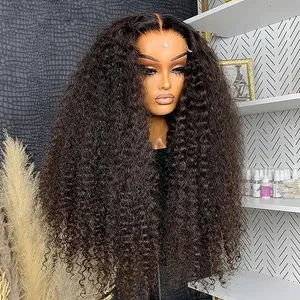 卸売キンキーカーリー13x4プレプラックHDレースフロントウィッグ4B4CヘアラインペループレプラックHDレース人毛ウィッグ