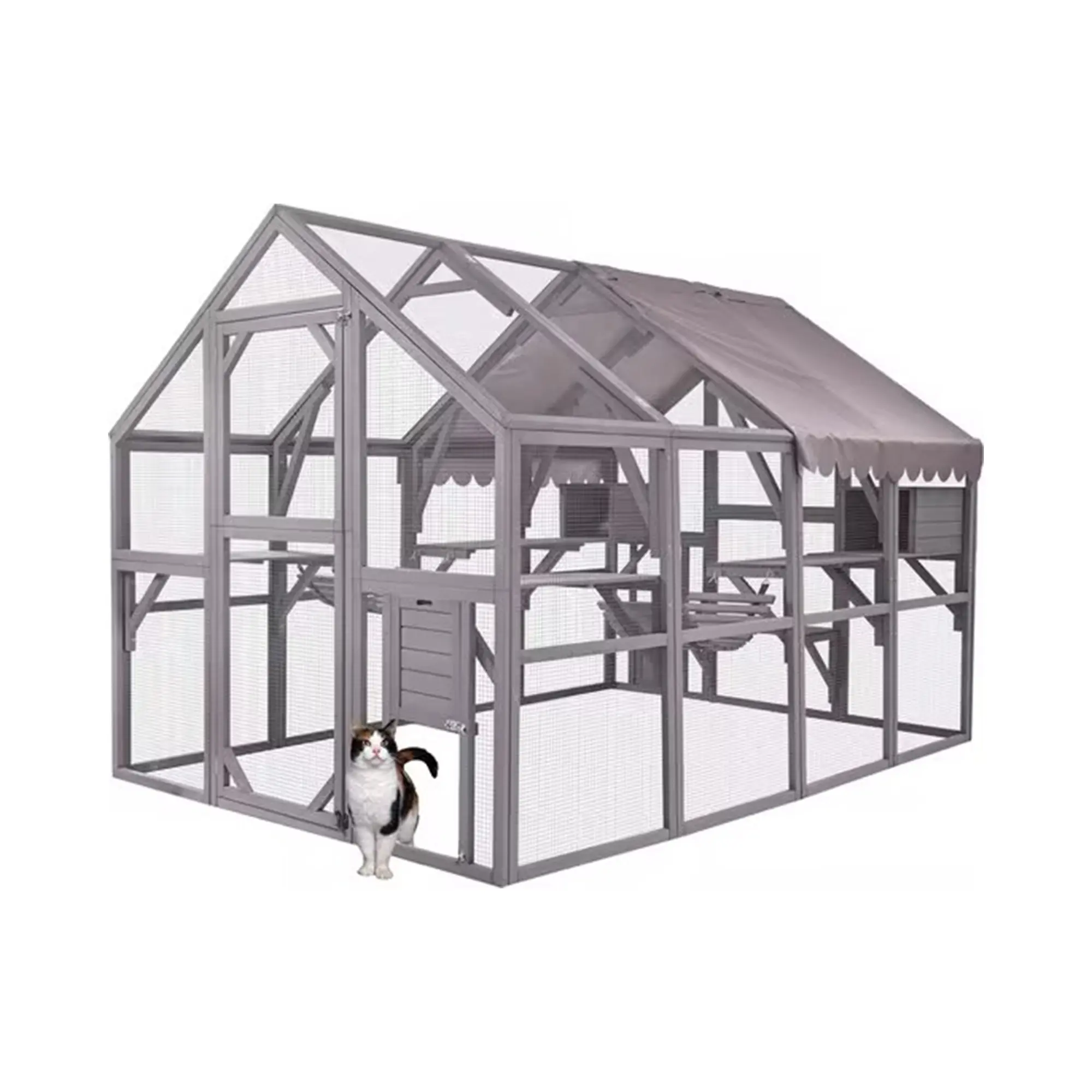 XPT070 in legno per animali domestici gabbie per gatti grigiastro colore per fattoria all'aperto indoor di grandi dimensioni