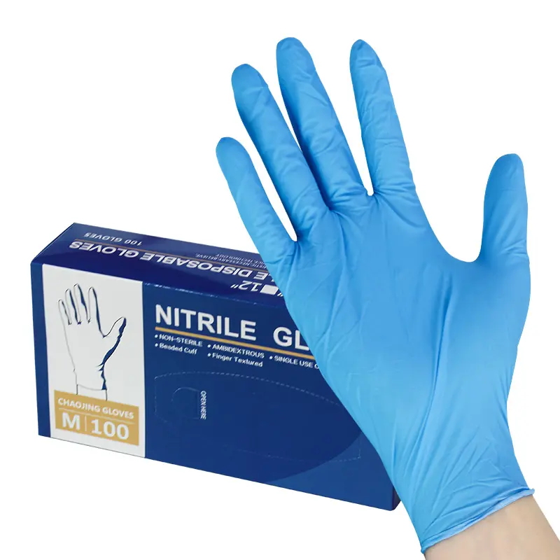 Jiangs produttore colore blu/bianco senza polvere 9 "guanti da visita usa e getta guanti in Nitrile guanti per inseminazione artificiale