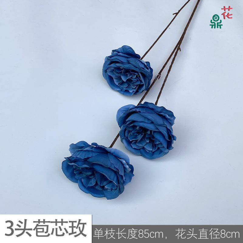 Rosa de bráctea de 3 cabezas YB azul oscuro