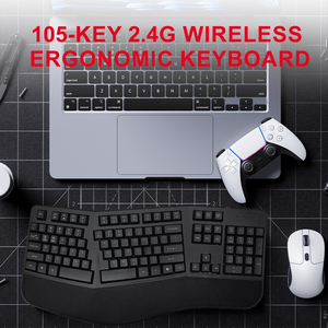 Có Thể Sạc Lại 105-Key 2.4G Không Dây Ergonomic Bàn Phím Chia Bàn Phím Với Đệm Cổ Tay Phần Còn Lại Với Lòng Bàn Tay Phần Còn Lại Các Phím Đa Phương Tiện - Product Image 5