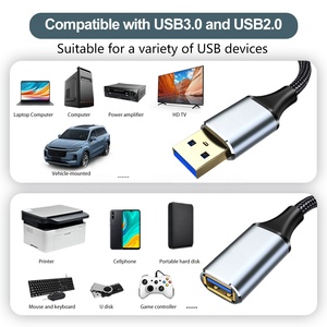 USB ระดับไฮเอนด์3.0 1/1.5ม. 3.3ฟุต/5ft สายไนล่อนต่อขยาย3A ข้อมูลการชาร์จอย่างรวดเร็วสำหรับแท็บเล็ตโน้ตบุ๊คตัวผู้ตัวเมีย3.0 USB - Product Image 3