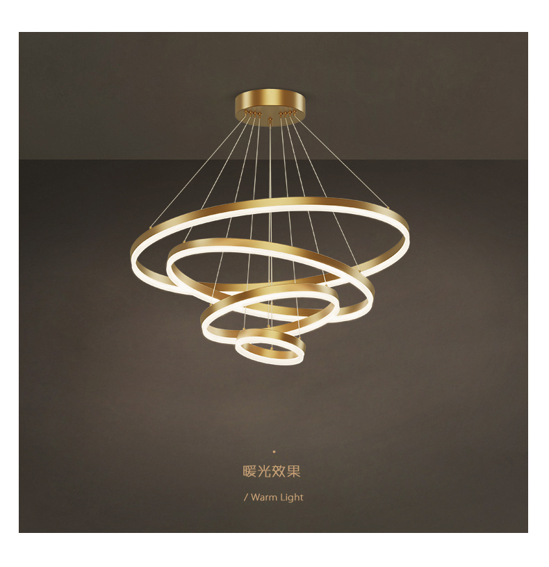 Led modern simple living room dining room circle chandelier ring creative designer bedroom lamp project custom lamp FOB