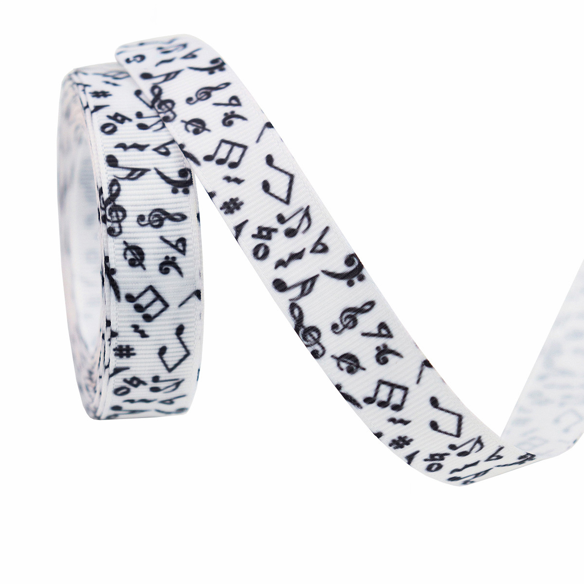 Blanc - Notes de musique A-1,6 cm*10 yards