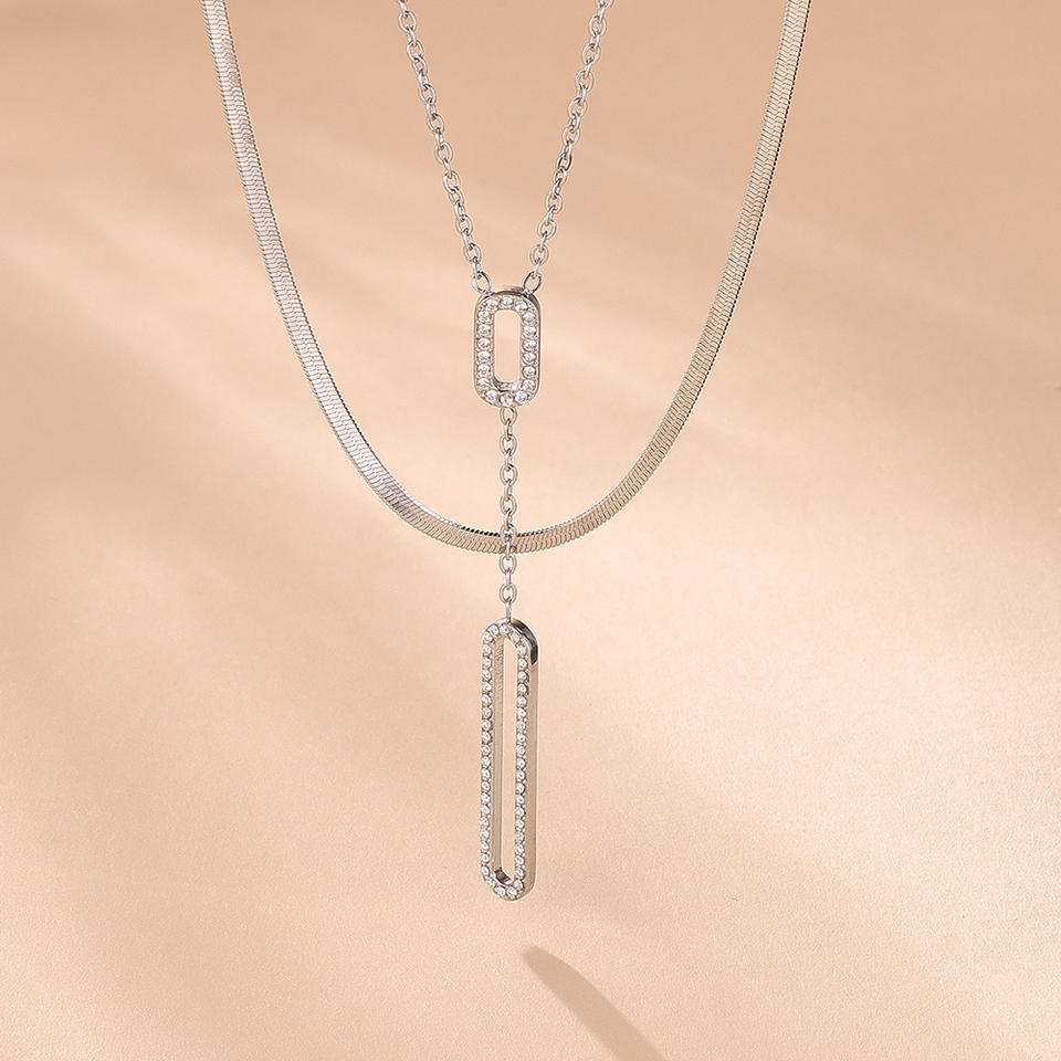 Conjunto de collar con colgante de barra minimalista, diseño de cadena delicada, joyería de moda para uso diario para regalar