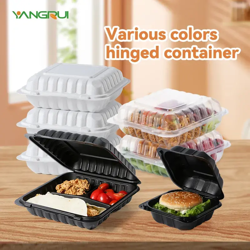 Factory Mfpp Takeaway Food Containers Reusable Microwave Safe Plastic Clamshell Take Out To Go Box