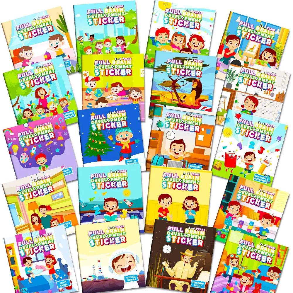 Bébé enfants début éducatif livre de coloriage apprendre l'anglais dessin animé personnalisé autocollant livre impression pour les enfants