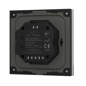 Panel táctil de montaje en pared T15 100-240VAC 4 zonas RGB + CCT DMX512 Master & RF 2,4G RGBW + CCT Control remoto para tira de luz LED - Product Image 3