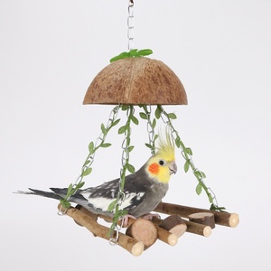 Hindistan cevizi kuş yuva salıncak hamak oyuncak katı ahşap küçük kuş levrek merdiven için Budgie atiatiel belirli s Pet ev kafes - Product Image 6