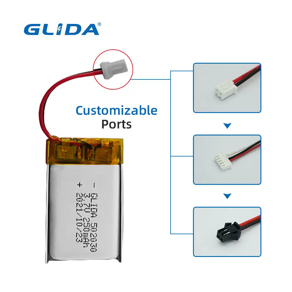 แบตเตอรี่ลิเธียมแบบชาร์จไฟได้502030 3.7V 800mAh สำหรับผลิตภัณฑ์อิเล็กทรอนิกส์