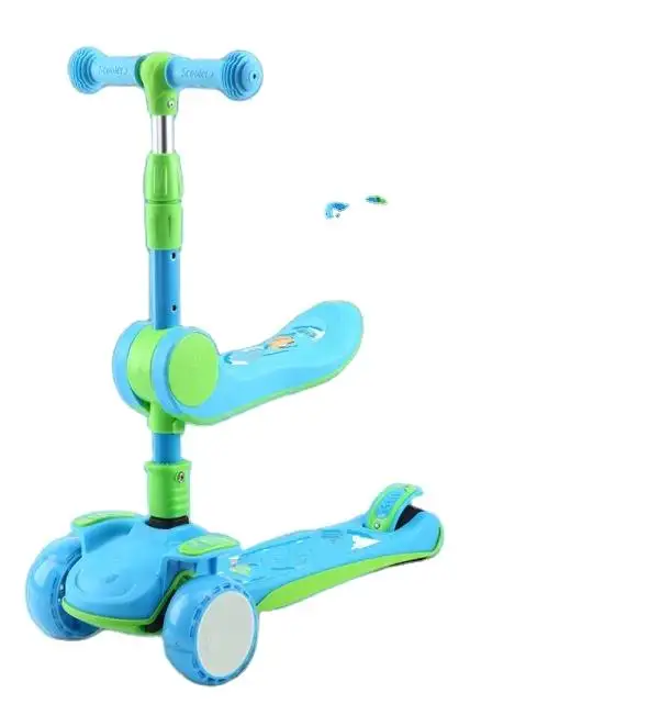 Precio barato nuevo estilo niños scooter PU tres ruedas juguetes scooter con luz