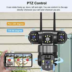 V380PRO 3MP HD 4G สามเลนส์ตรวจจับการเคลื่อนไหวการติดตามอัตโนมัติพลังงานแสงอาทิตย์ PTZ ซิมการ์ด10000mAh แบตเตอรี่กล้องเครือข่ายพลังงานต่ำ - Product Image 4