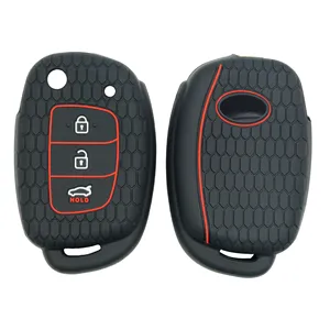 เคสกุญแจรถแบบฝาพับทำจากซิลิโคน3ปุ่มเหมาะสำหรับรถรุ่นใหม่ของ Solaris Verna Elantra Santa Fe I10 I20 I35 I30 I40 IX35 IX45 creta Tucson A - Product Image 2