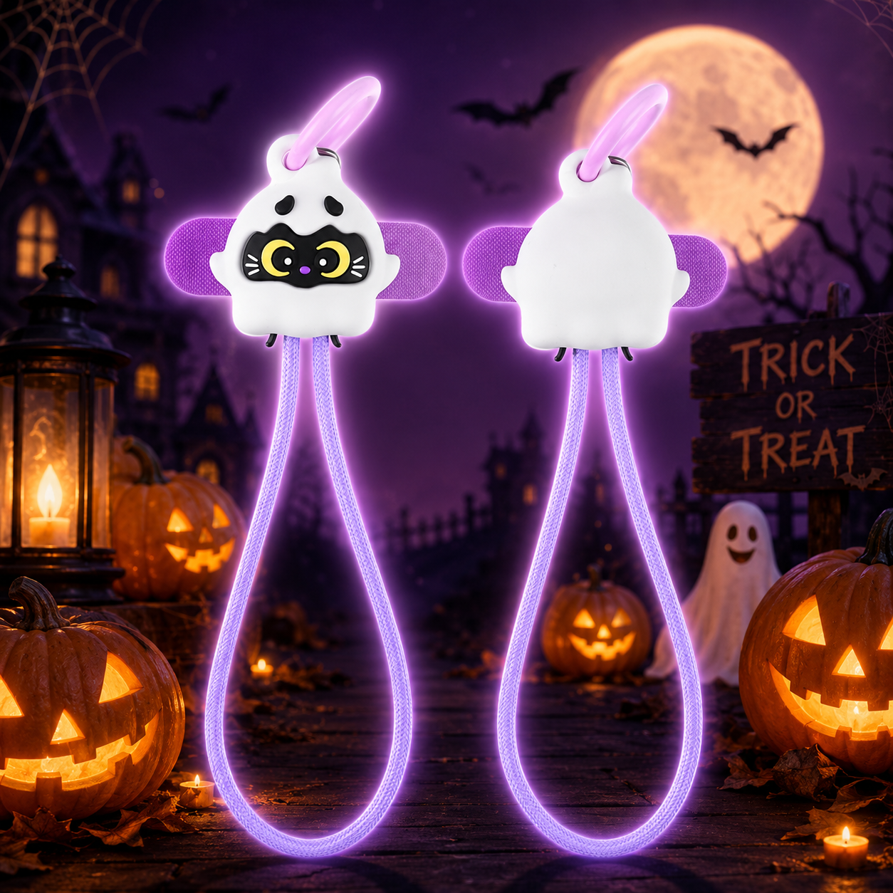 Cable de carga rápida de 60 W con correa de muñeca Purple Ghost