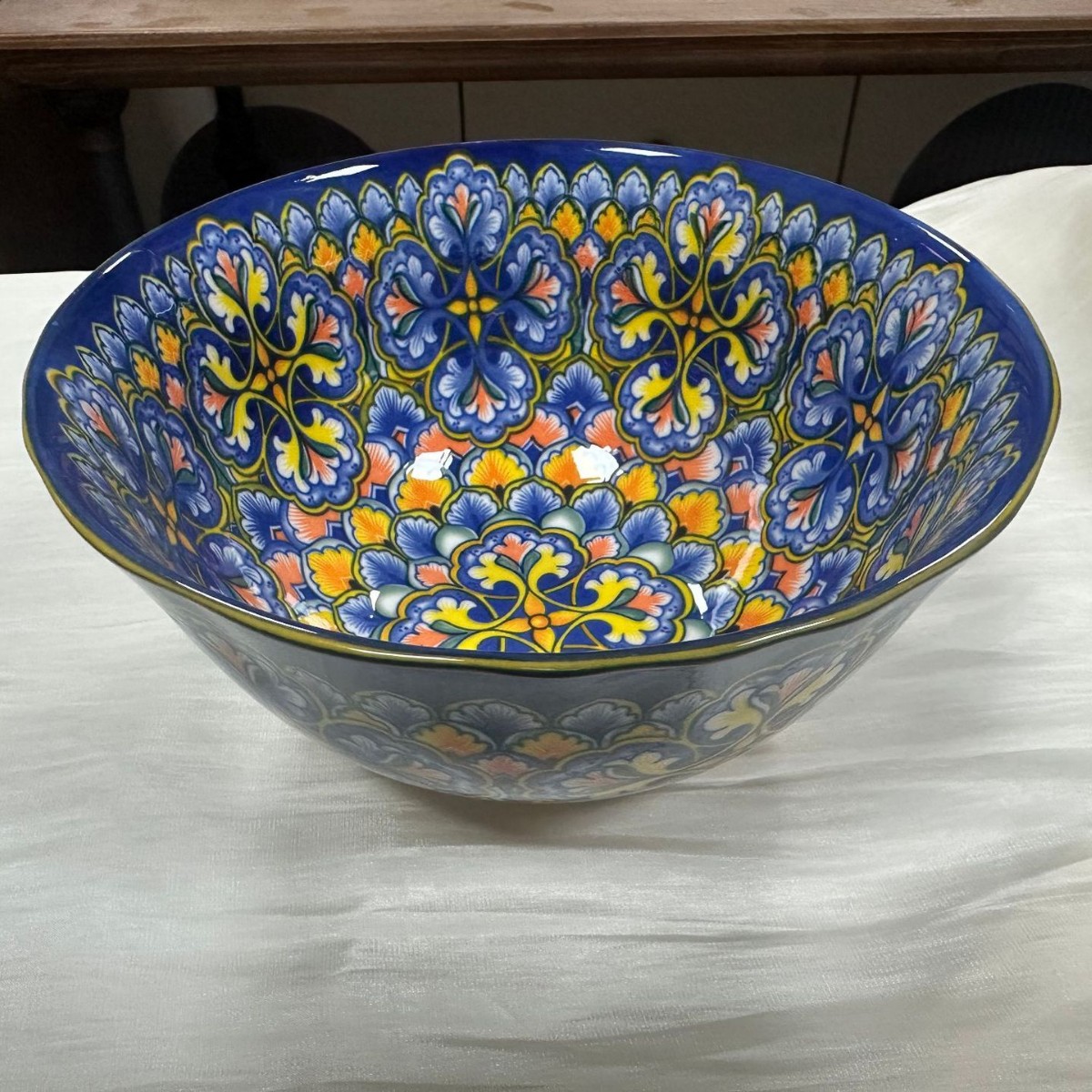 6inch lotus edge bowl/pa2062 blue ocean flower cluster