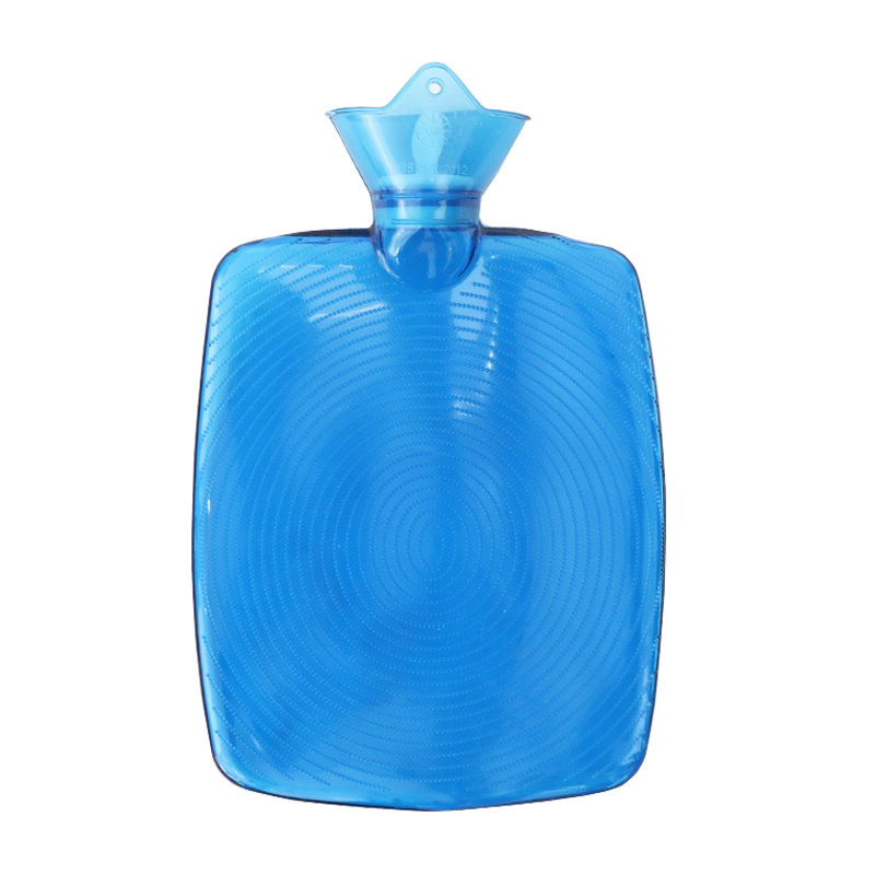 Bouillotte en PVC bleu avec motif côtelé