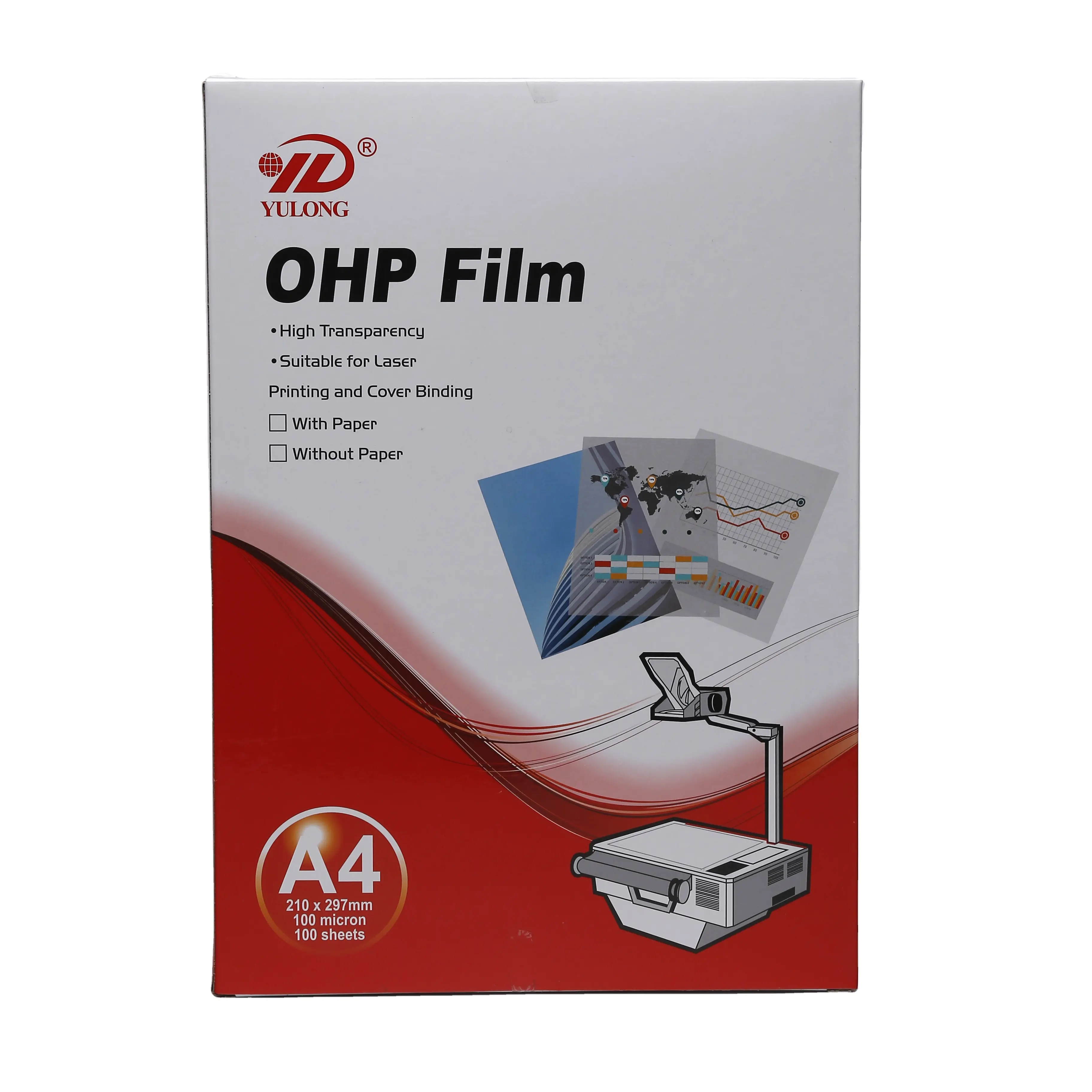 Película transparente A4 A3 OHP 100MIC sin papel