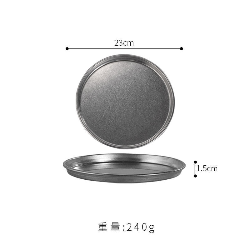 23cm flat-bottomed round shallow plate (vintage distressed finish)