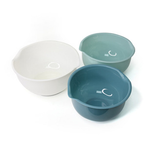 3 cái Hiện đại chất lượng cao bầu trời màu xanh nhựa phục vụ bát đặt 2.5/2/1.5L Công suất Stackable nhà bếp salad trộn Home Đảng carton - Product Image 3