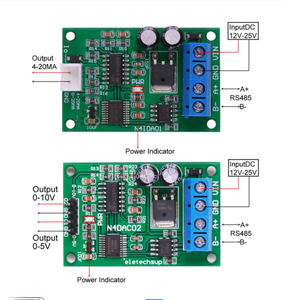 DC 12V 24V RS485 a 4-20mA/0-5V/0-10V Convertidor de corriente/voltaje RS485 a DAC Módulo de conversión de modo numérico Control MODBUS RTU - Product Image 3