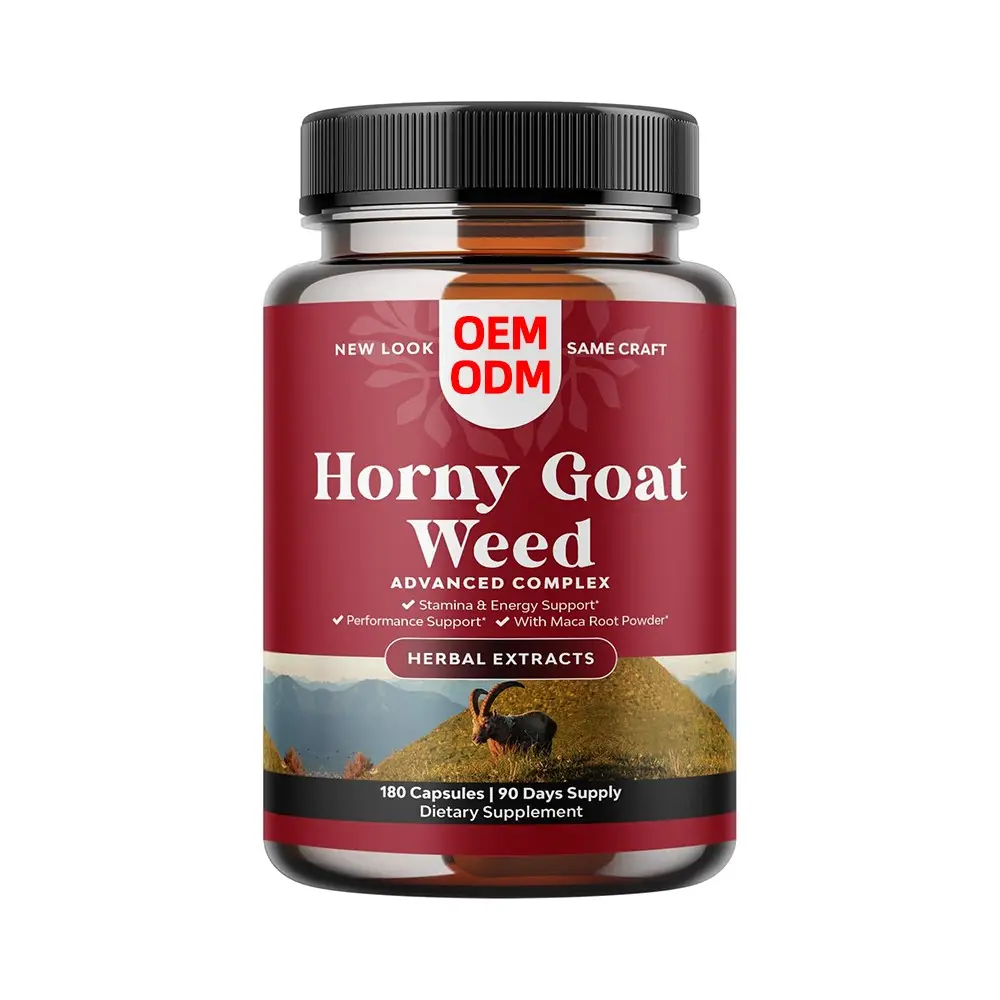 Horny Goat Weed para mejora masculina, Horny Goat Weed para hombres 1590mg con extracto de Tongkat Ali Saw Palmetto Panax Ginseng