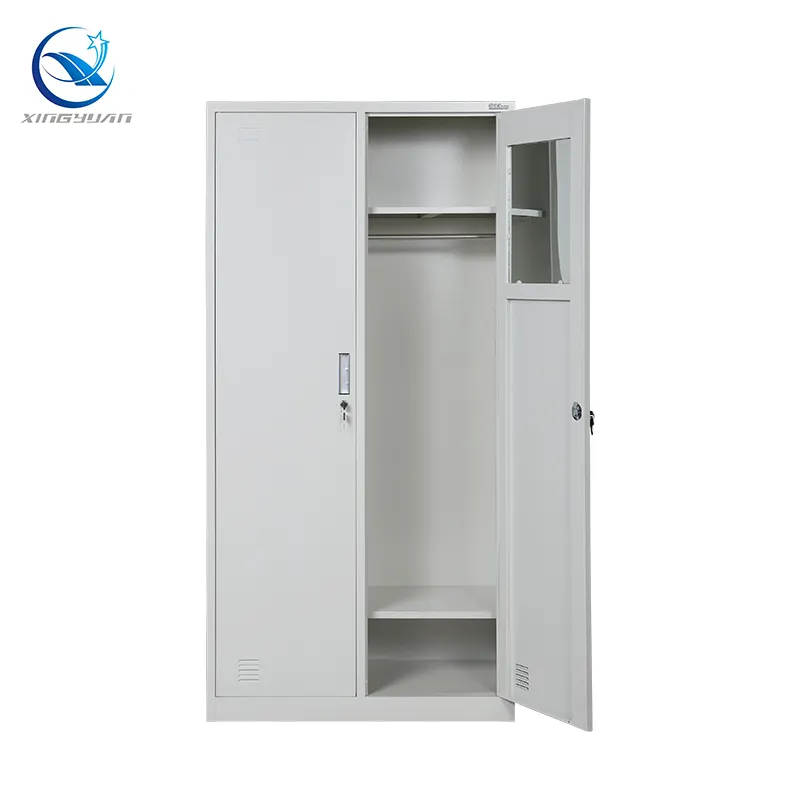 hot sell 2 door changing room metal wardrobe storage locker with adjustable shelf