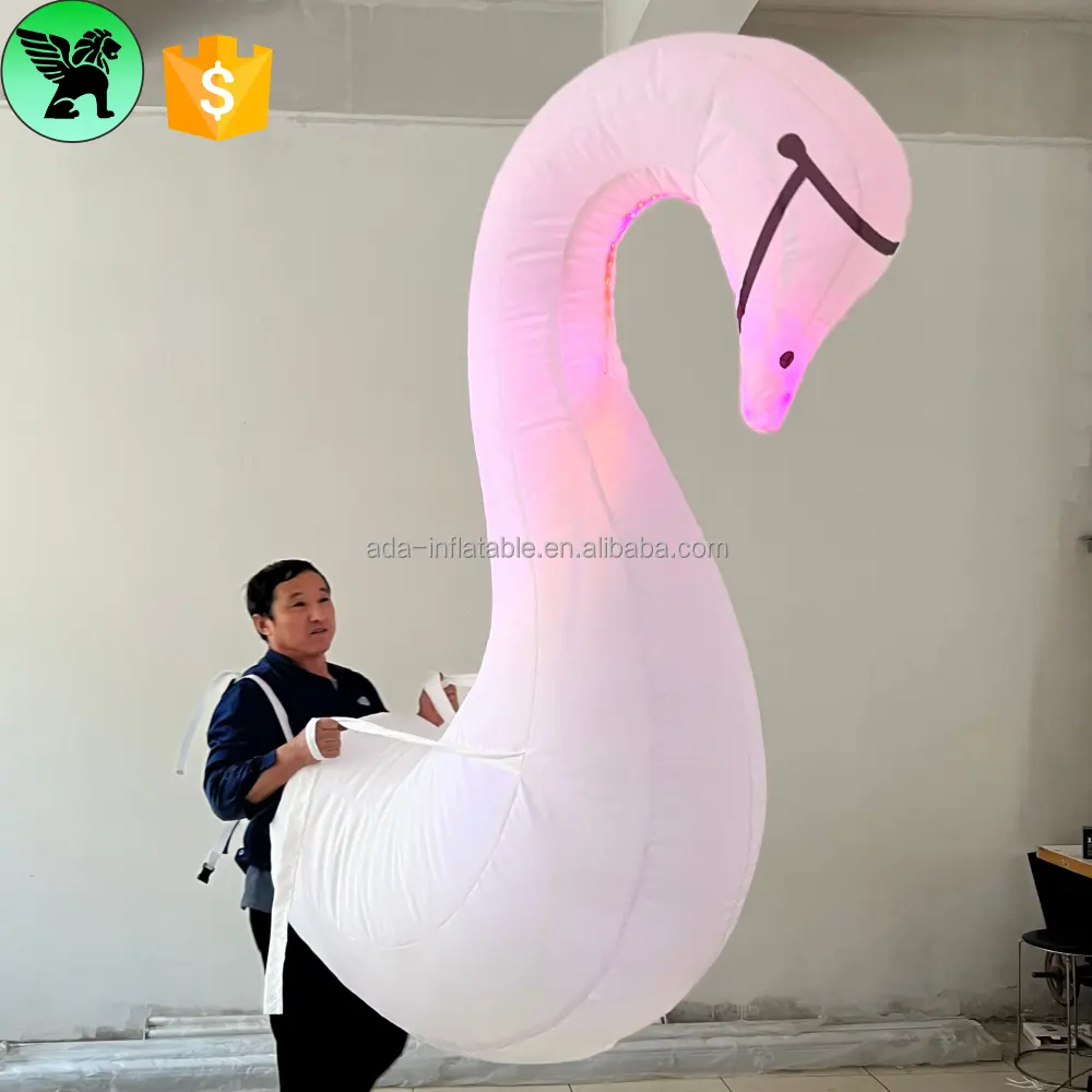 Disfraz de mascota inflable para eventos de carnaval, disfraz de mascota inflable con dibujos animados de animales, iluminación personalizada de cisne para publicidad, A10593